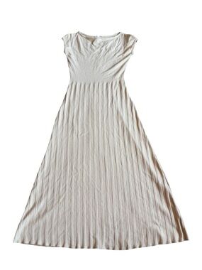 Here Comes The Sun Stretchy Elegant Bone Dress Pleated Skirt Size Medium NWT
